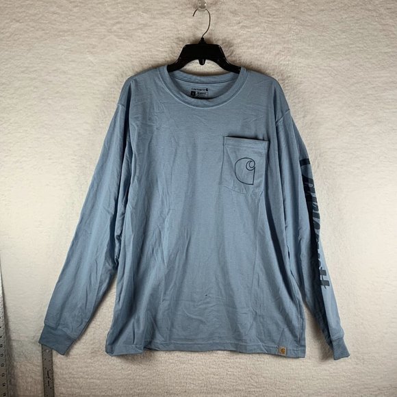 Carhartt Men's Large Blue‎ Cotton Relaxed Fit Crew Neck Long Sleeve 6760 - Picture 1 of 8